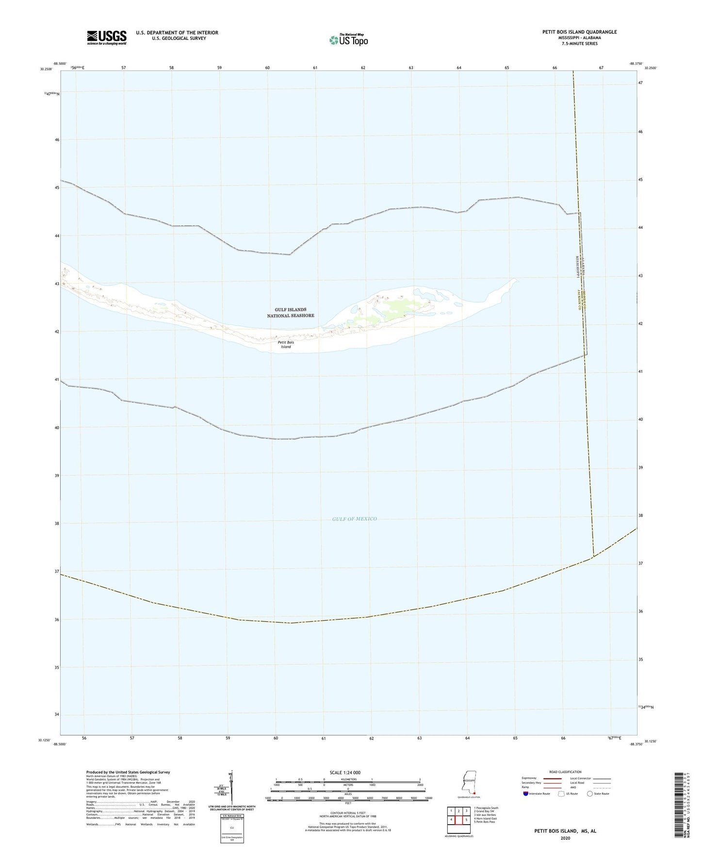 Petit Bois Island Mississippi US Topo Map Image