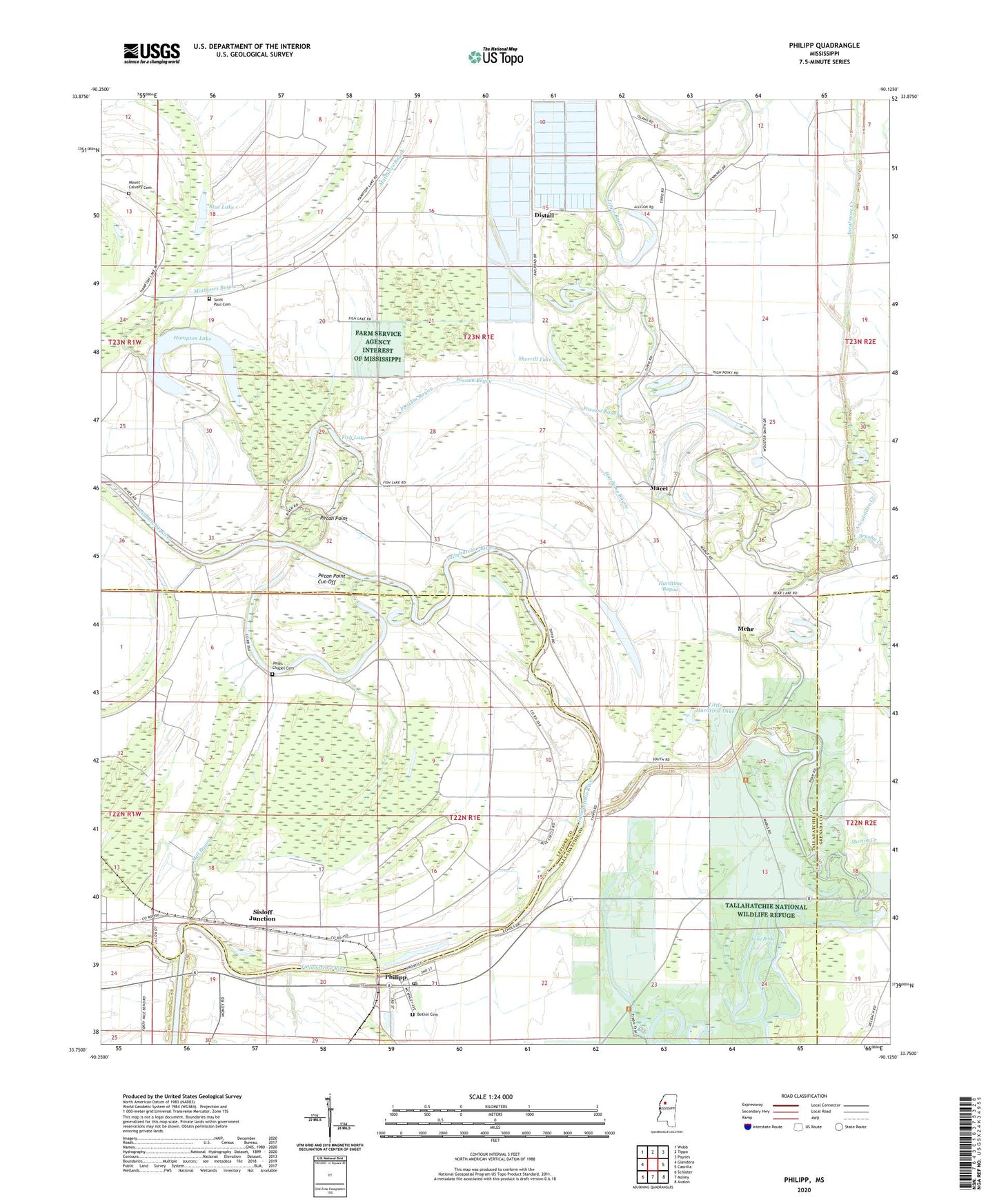 Philipp Mississippi US Topo Map Image