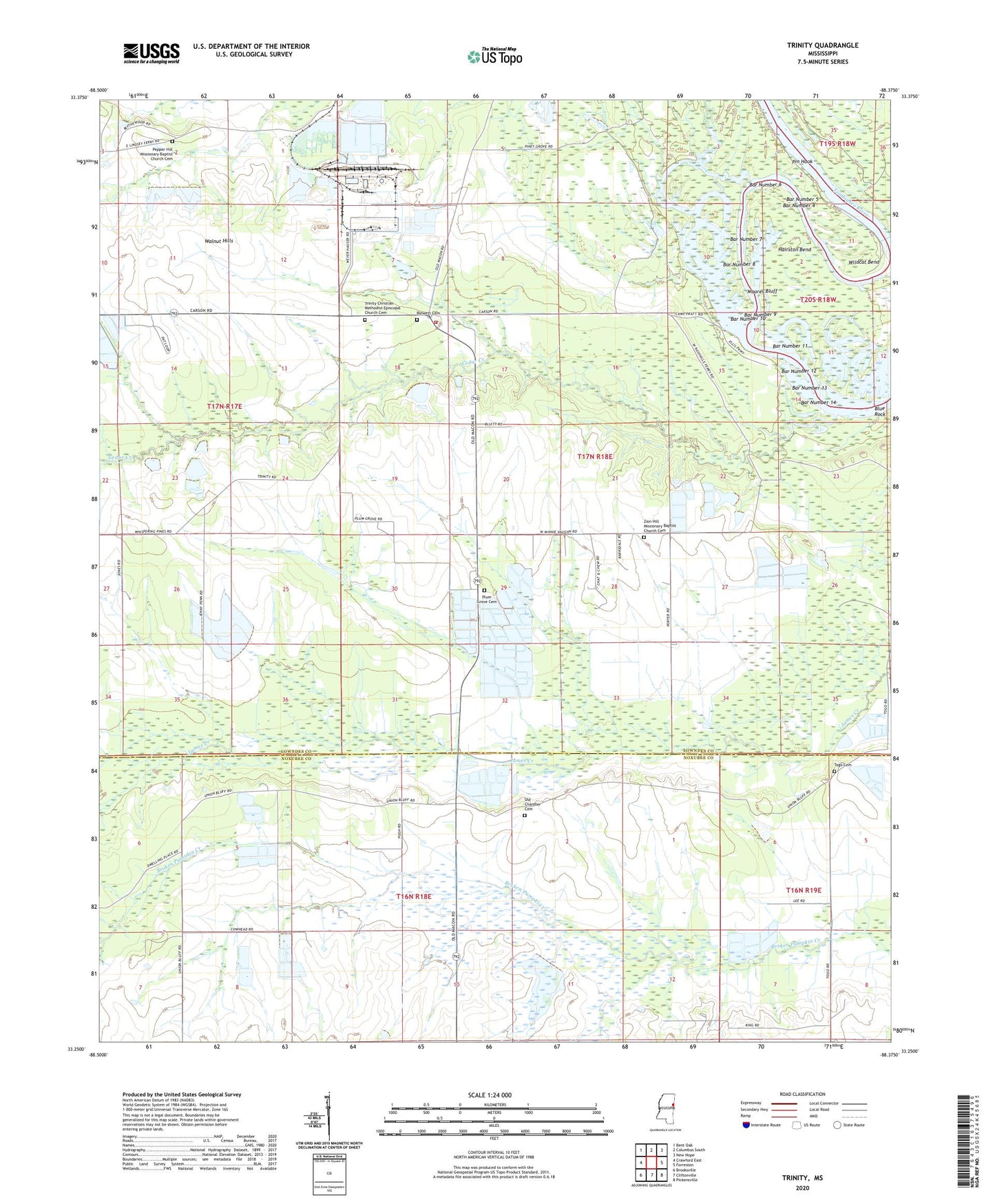 Trinity Mississippi US Topo Map Image