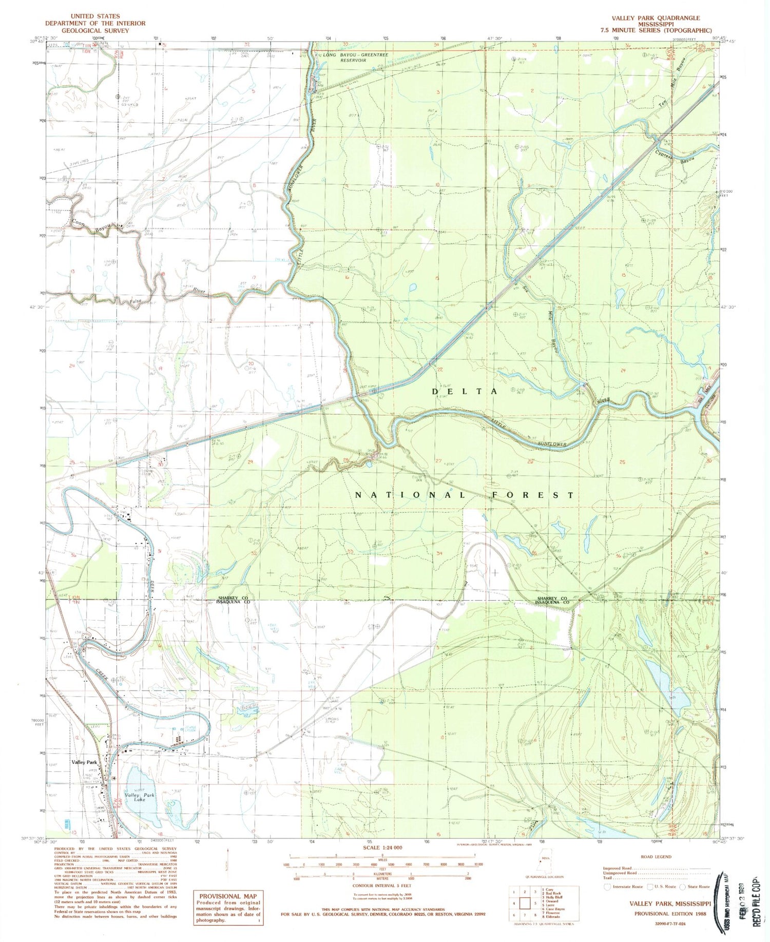 Classic USGS Valley Park Mississippi 7.5'x7.5' Topo Map Image