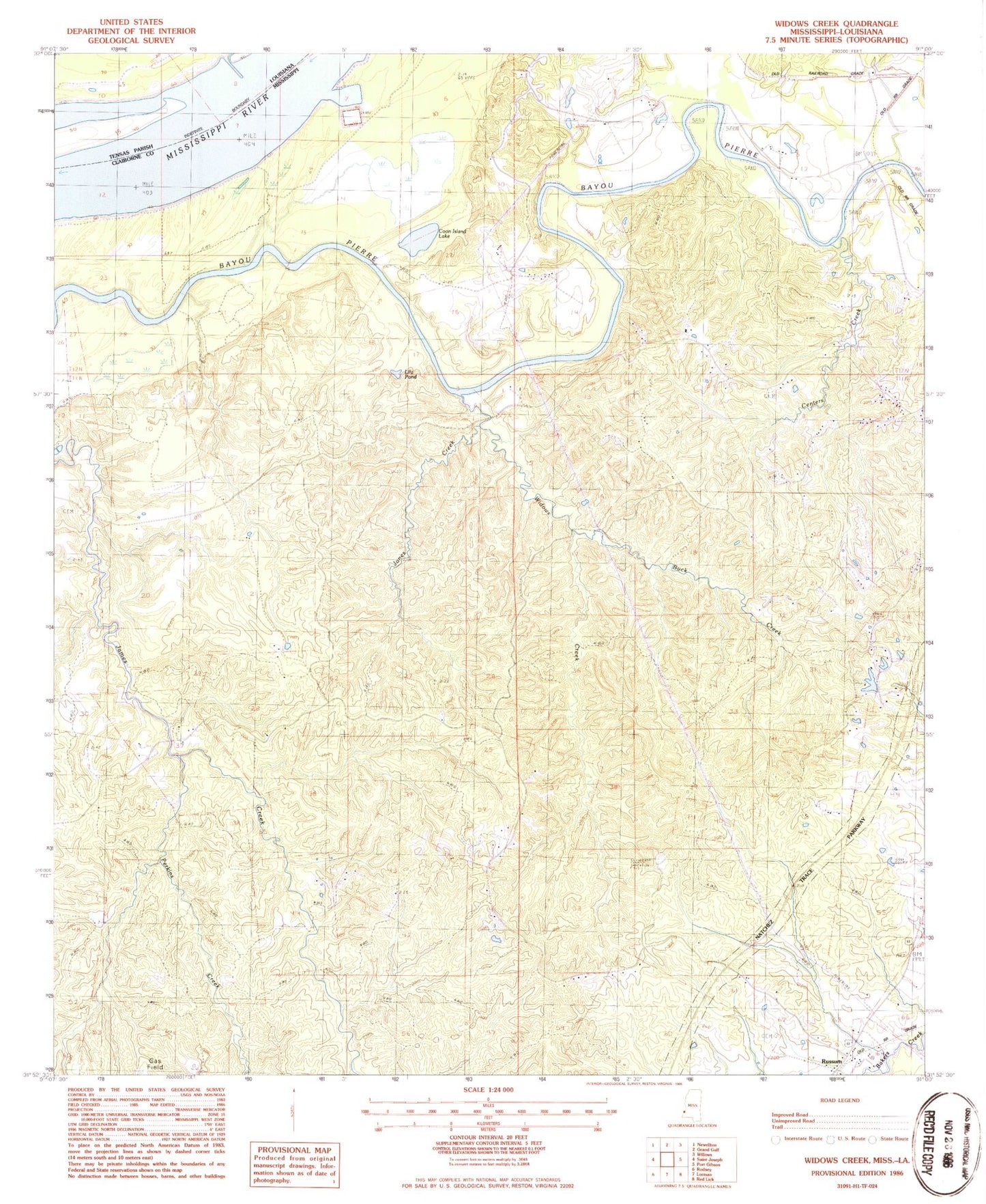 Classic USGS Widows Creek Mississippi 7.5'x7.5' Topo Map Image