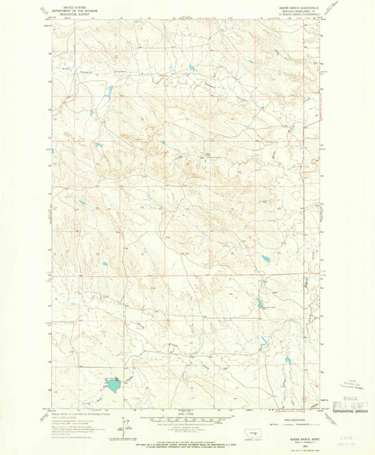 Classic USGS Akers Ranch Montana 7.5'x7.5' Topo Map Image