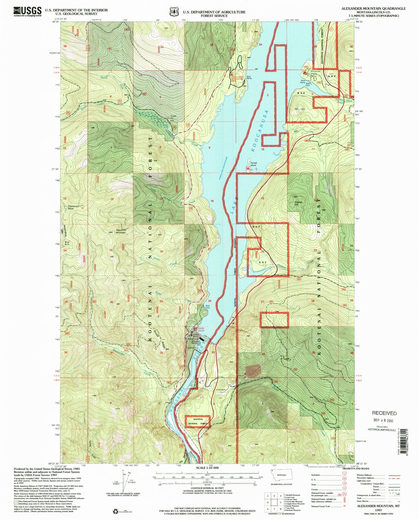 Classic USGS Alexander Mountain Montana 7.5'x7.5' Topo Map Image