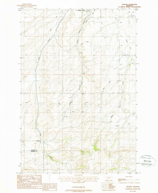 Classic USGS Anceney Montana 7.5'x7.5' Topo Map Image