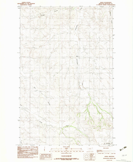Classic USGS Andes Montana 7.5'x7.5' Topo Map Image