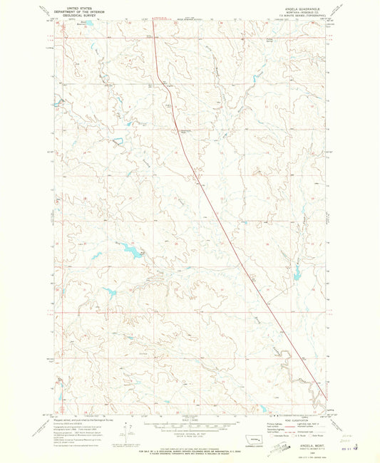 Classic USGS Angela Montana 7.5'x7.5' Topo Map Image