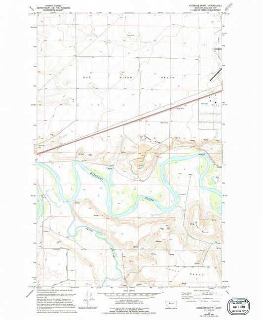 Classic USGS Antelope Butte Montana 7.5'x7.5' Topo Map Image