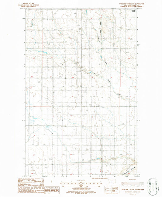 Classic USGS Antelope Coulee SW Montana 7.5'x7.5' Topo Map Image