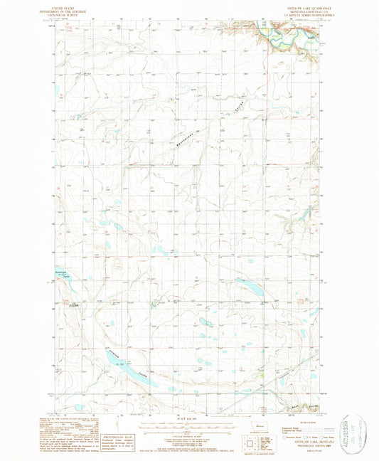 Classic USGS Antelope Lake Montana 7.5'x7.5' Topo Map Image