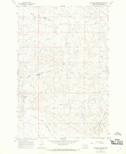 Classic USGS Antelope Springs Montana 7.5'x7.5' Topo Map Image
