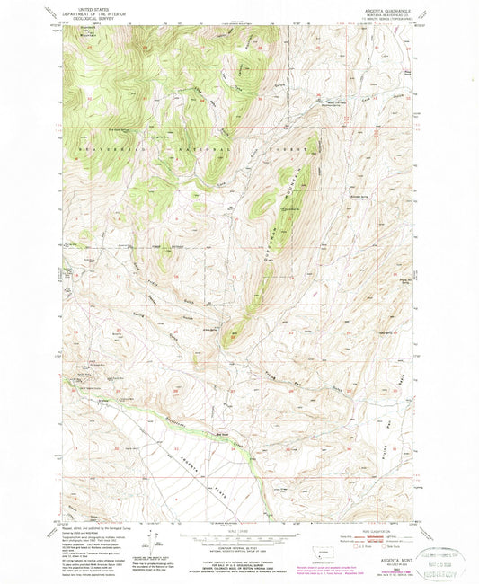 Classic USGS Argenta Montana 7.5'x7.5' Topo Map Image