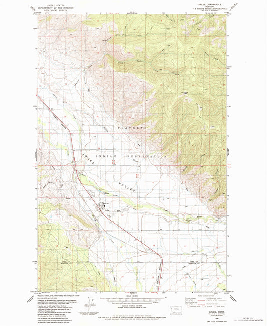 Classic USGS Arlee Montana 7.5'x7.5' Topo Map Image