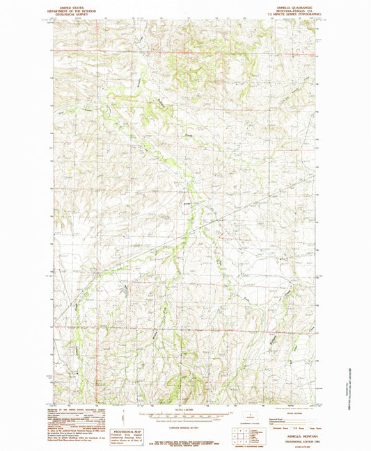 Classic USGS Armells Montana 7.5'x7.5' Topo Map Image