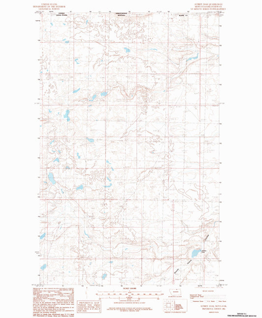 Classic USGS Aubrey Dam Montana 7.5'x7.5' Topo Map Image