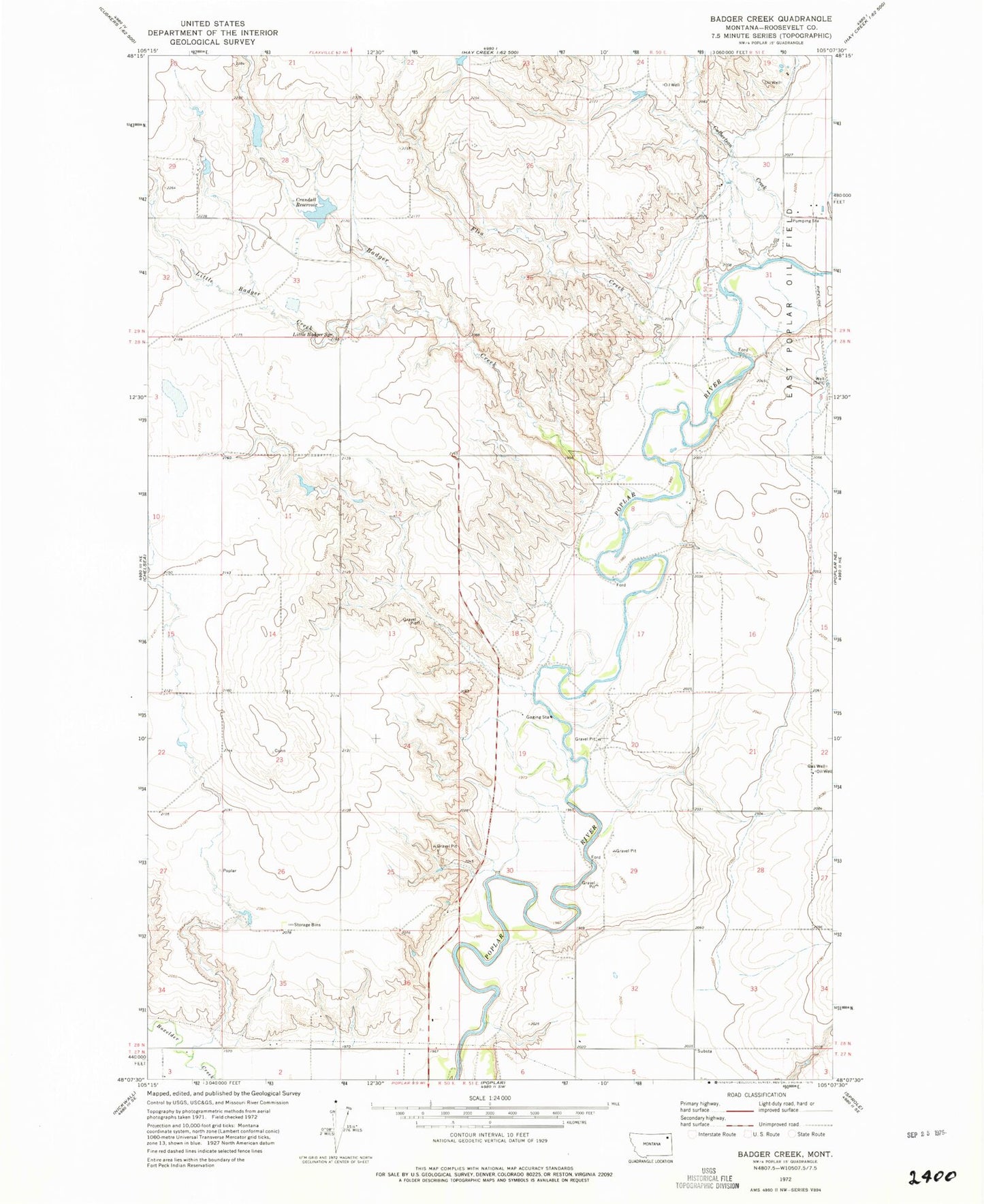 Classic USGS Badger Creek Montana 7.5'x7.5' Topo Map Image