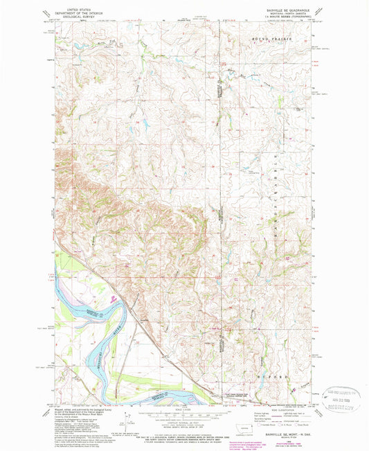 Classic USGS Bainville SE Montana 7.5'x7.5' Topo Map Image