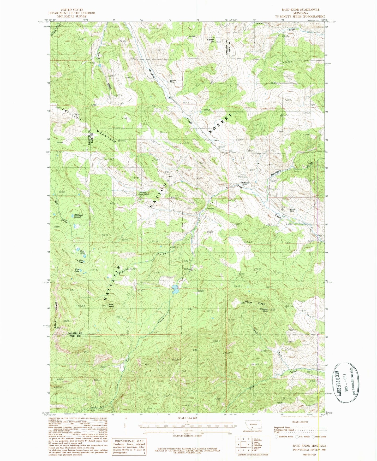 Classic USGS Bald Knob Montana 7.5'x7.5' Topo Map Image