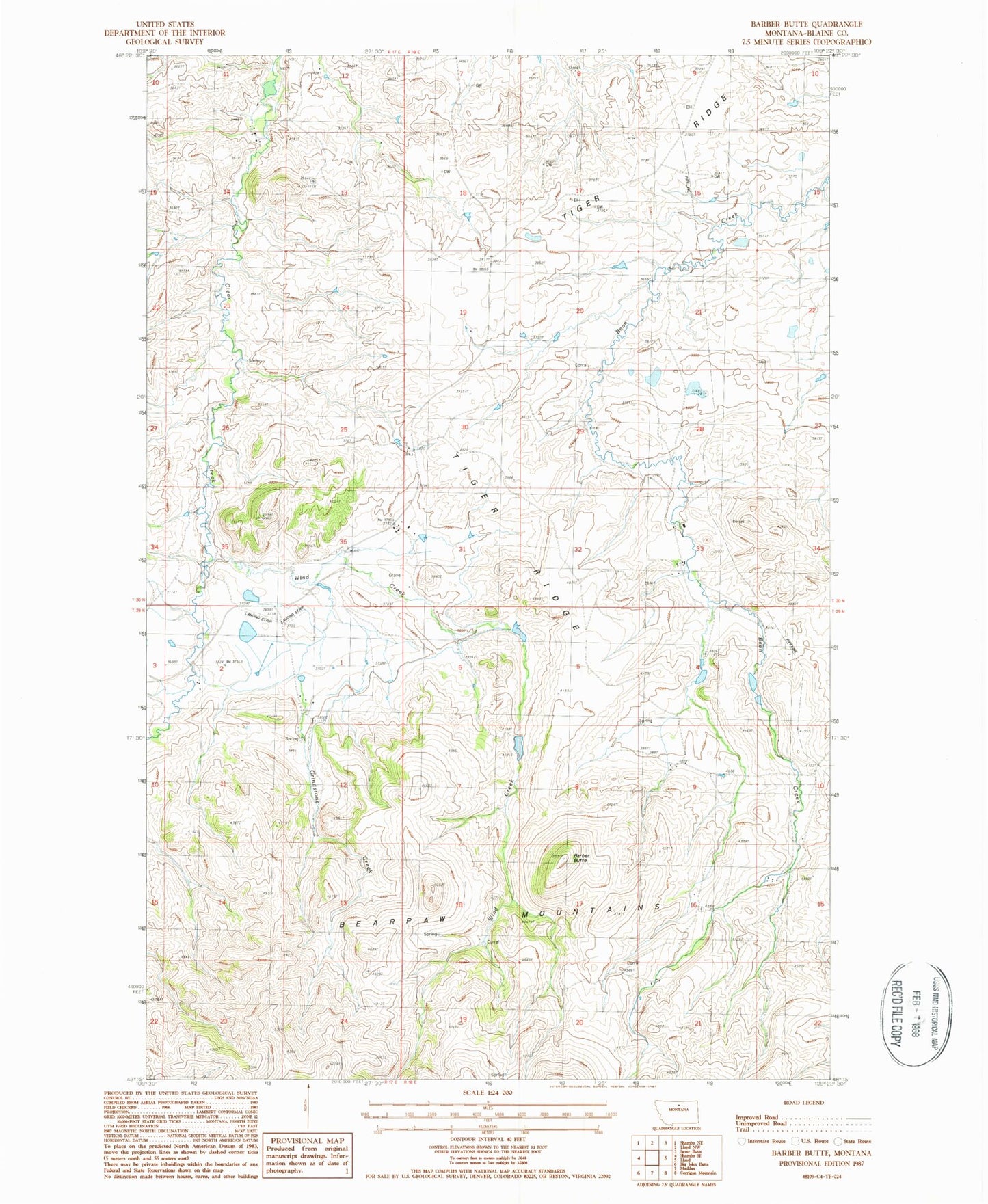 Classic USGS Barber Butte Montana 7.5'x7.5' Topo Map Image