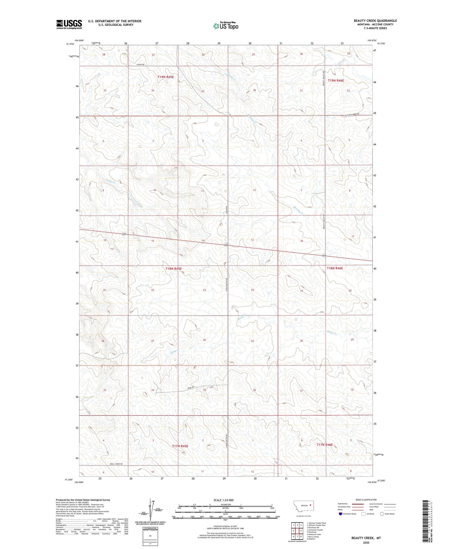 Beauty Creek Montana US Topo Map Image