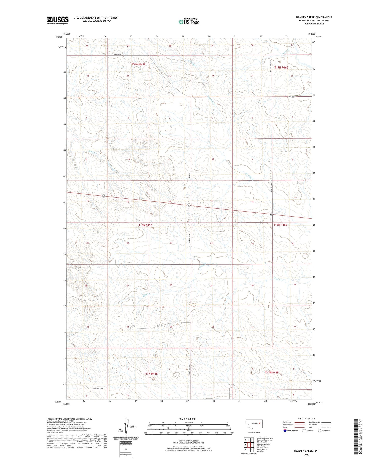 Beauty Creek Montana US Topo Map Image
