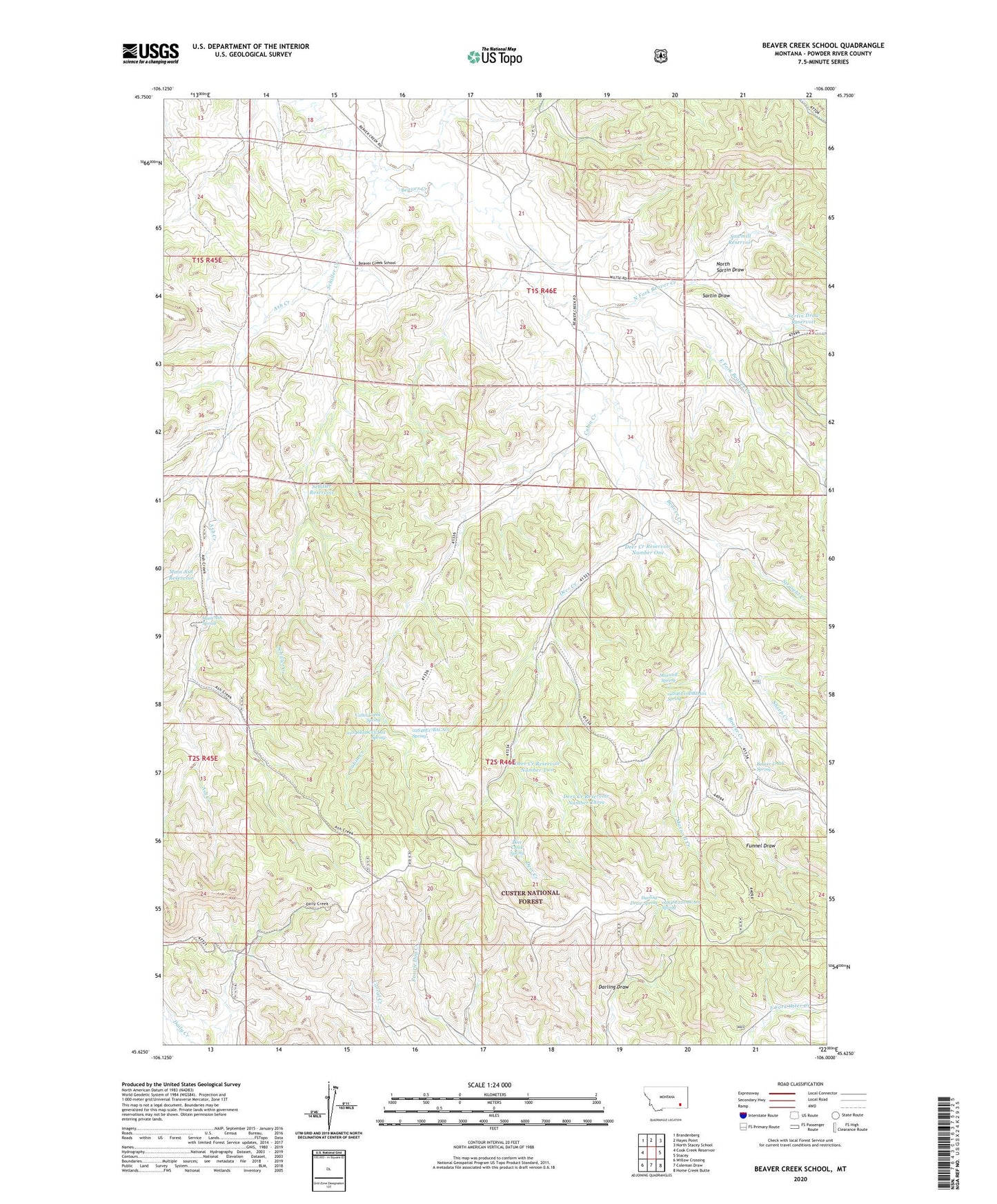 Beaver Creek School Montana US Topo Map Image