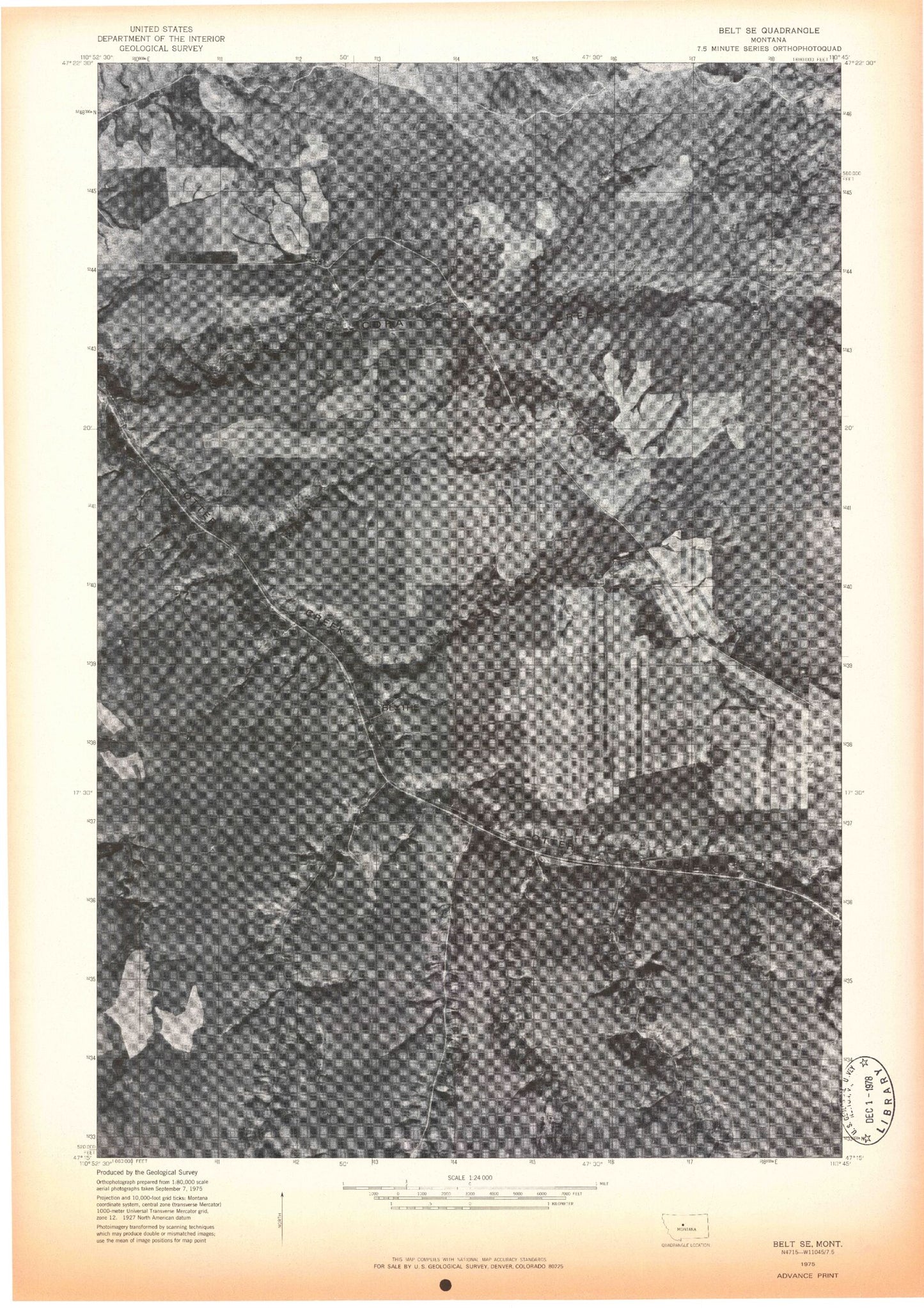 Classic USGS Blythe Montana 7.5'x7.5' Topo Map Image