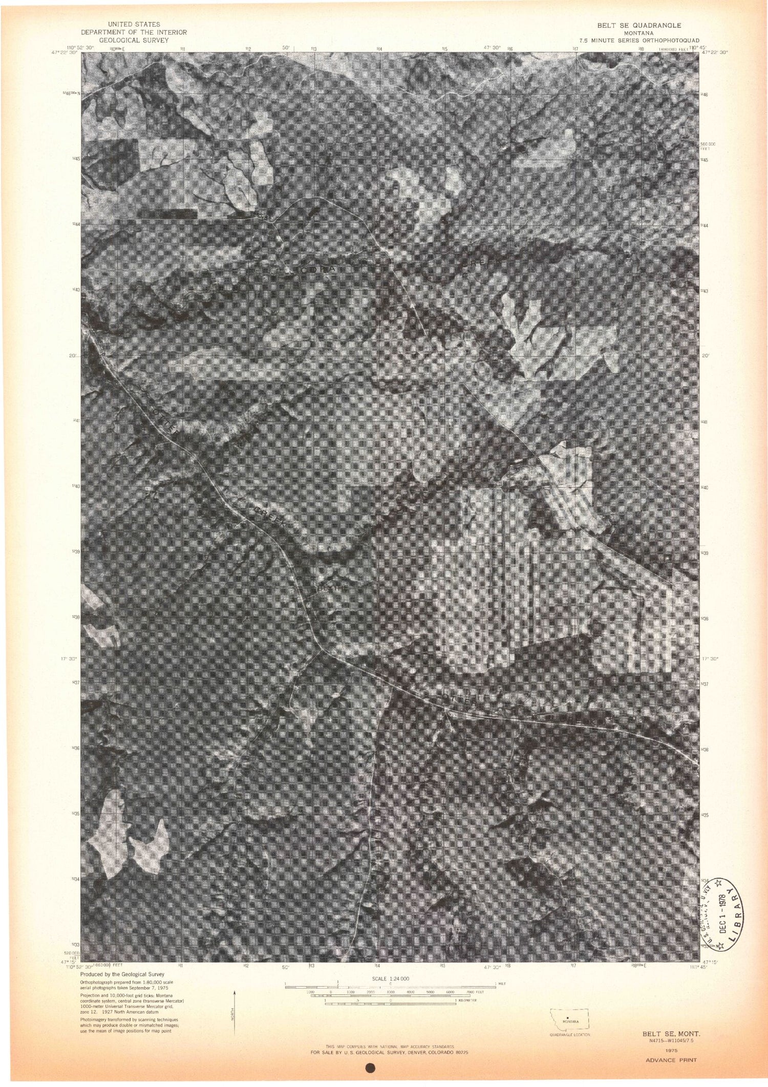 Classic USGS Blythe Montana 7.5'x7.5' Topo Map Image