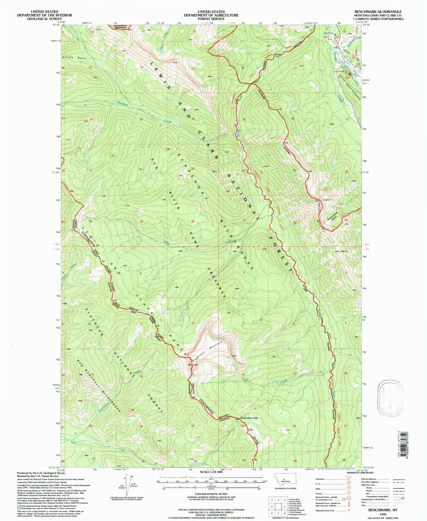 Classic USGS Benchmark Montana 7.5'x7.5' Topo Map Image