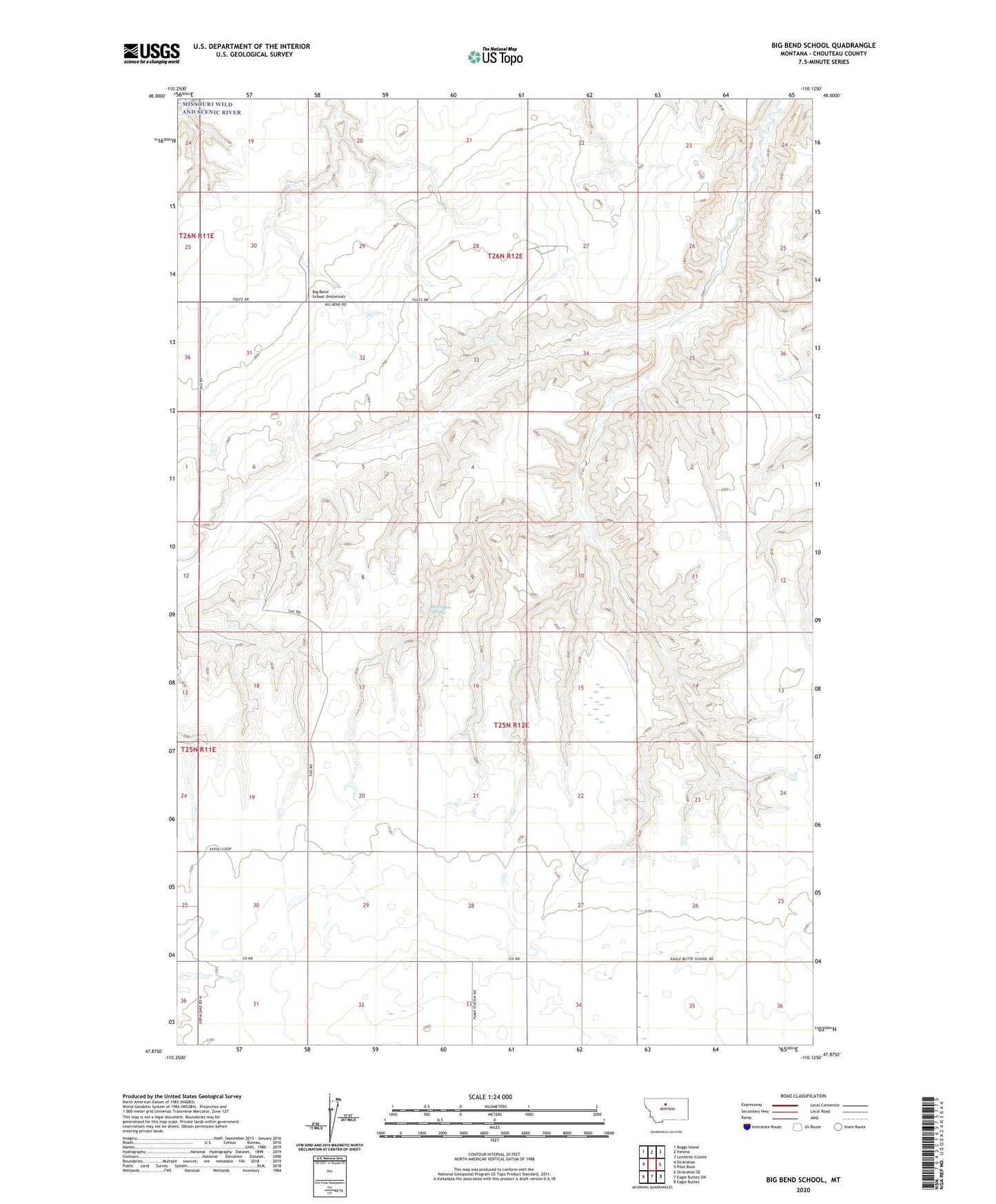 Big Bend School Montana US Topo Map Image