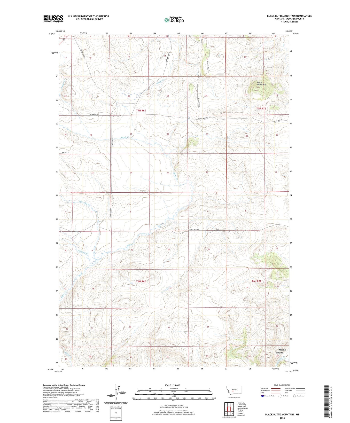 Black Butte Mountain Montana US Topo Map Image