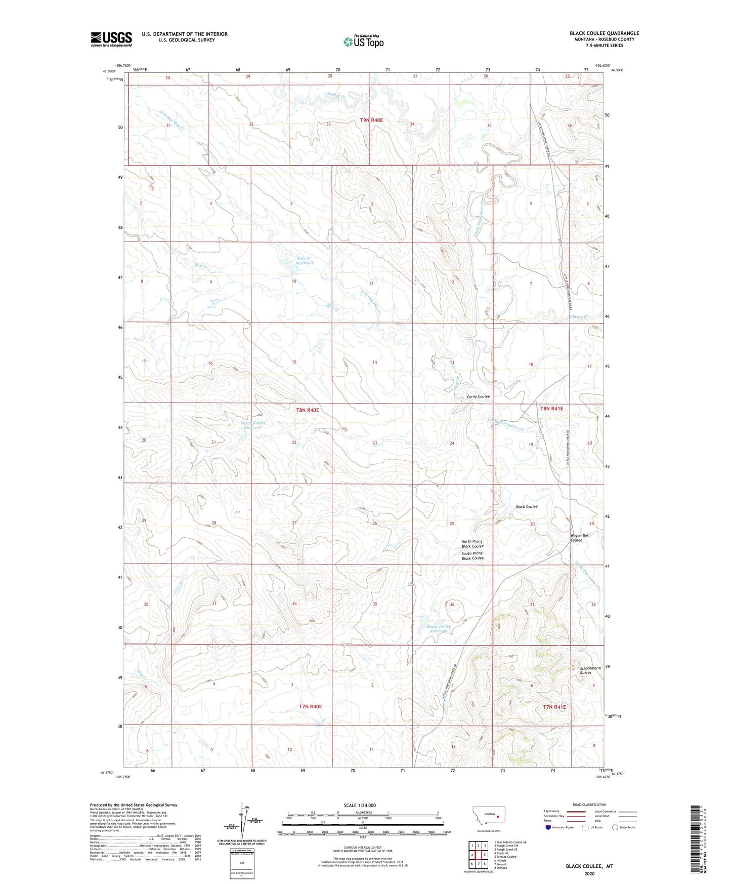 Black Coulee Montana US Topo Map Image