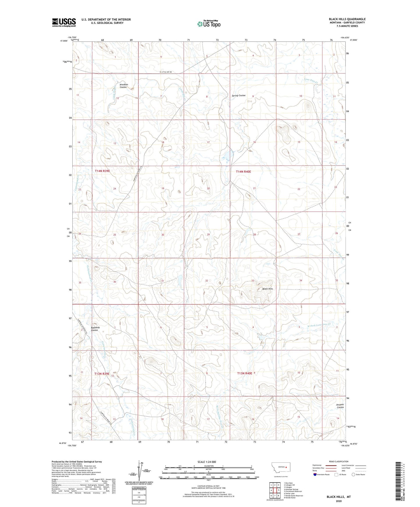 Black Hills Montana US Topo Map Image