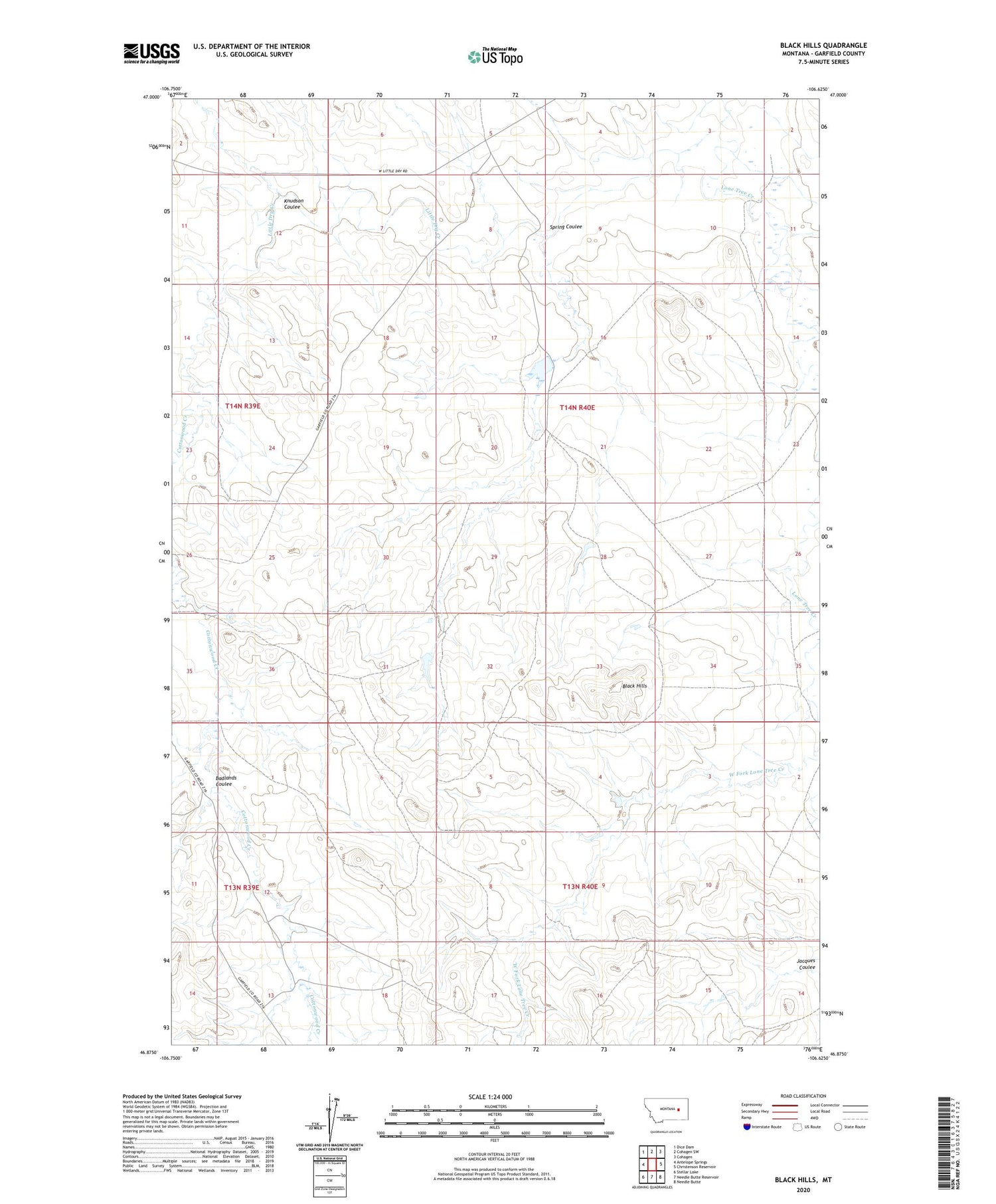 Black Hills Montana US Topo Map Image