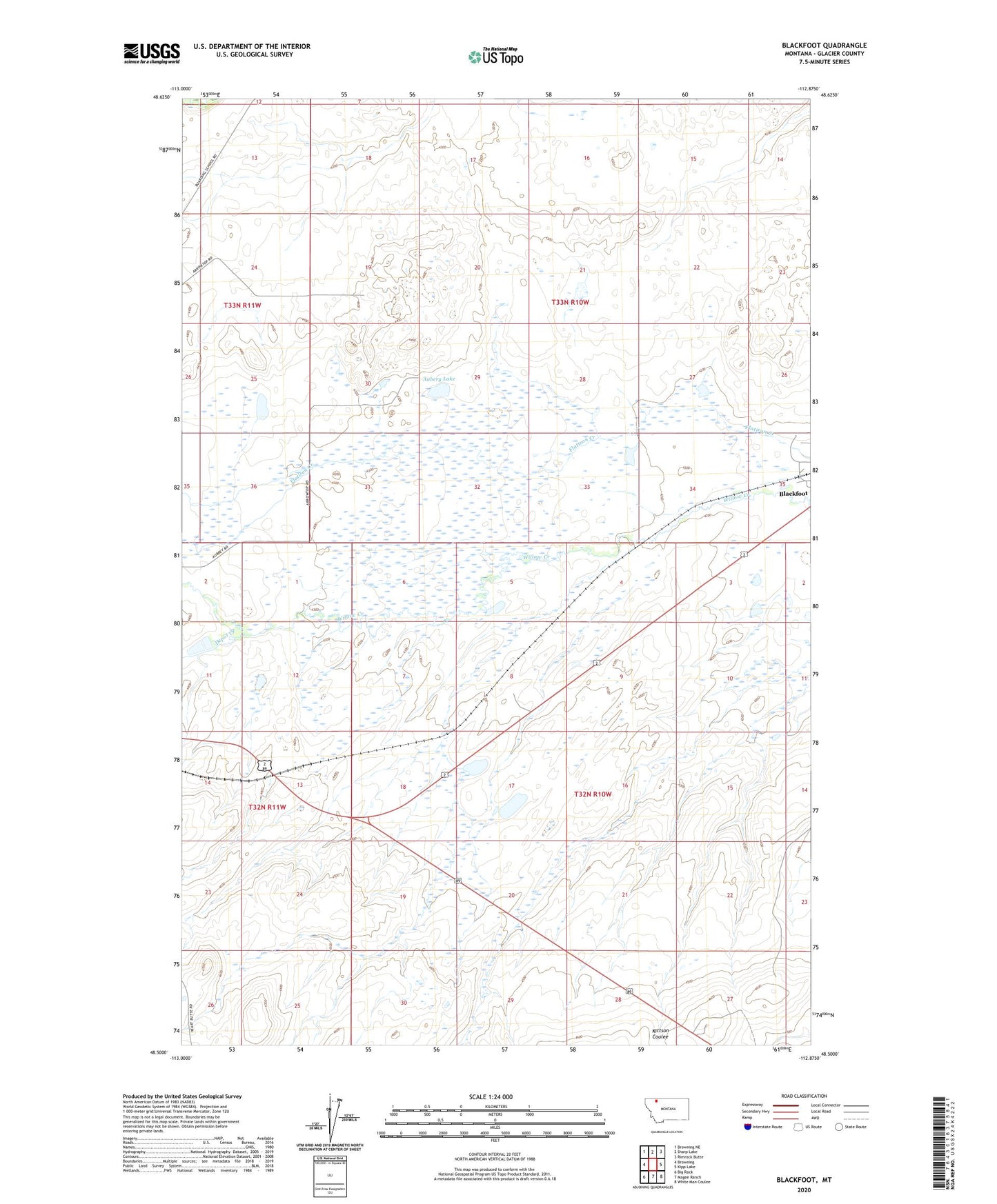 Blackfoot Montana US Topo Map Image