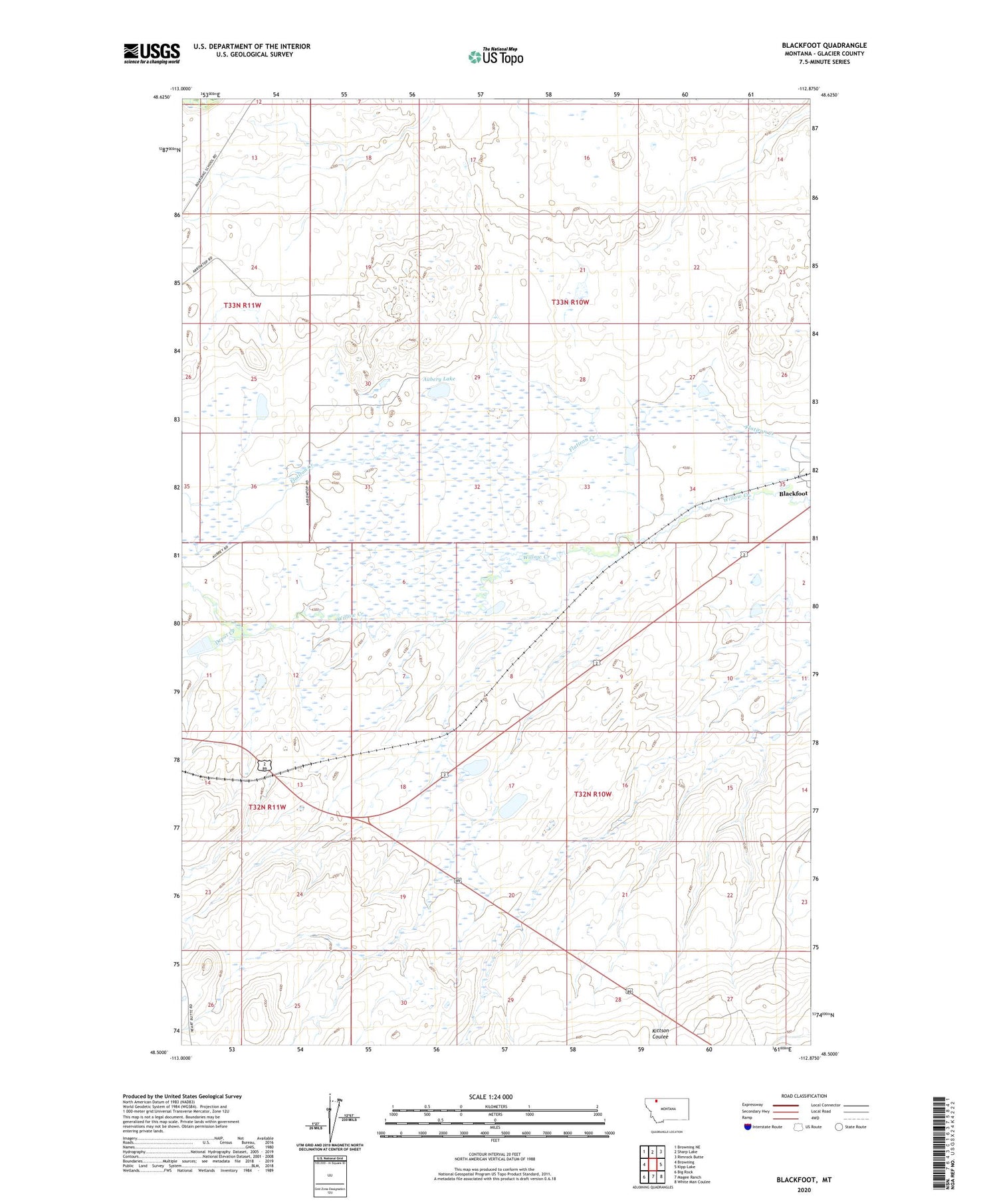 Blackfoot Montana US Topo Map Image