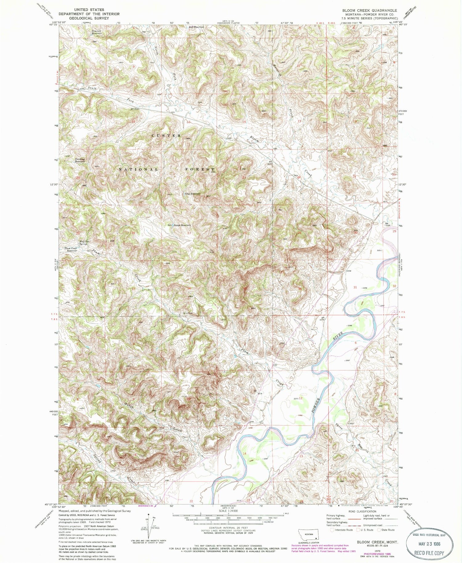 Classic USGS Bloom Creek Montana 7.5'x7.5' Topo Map Image