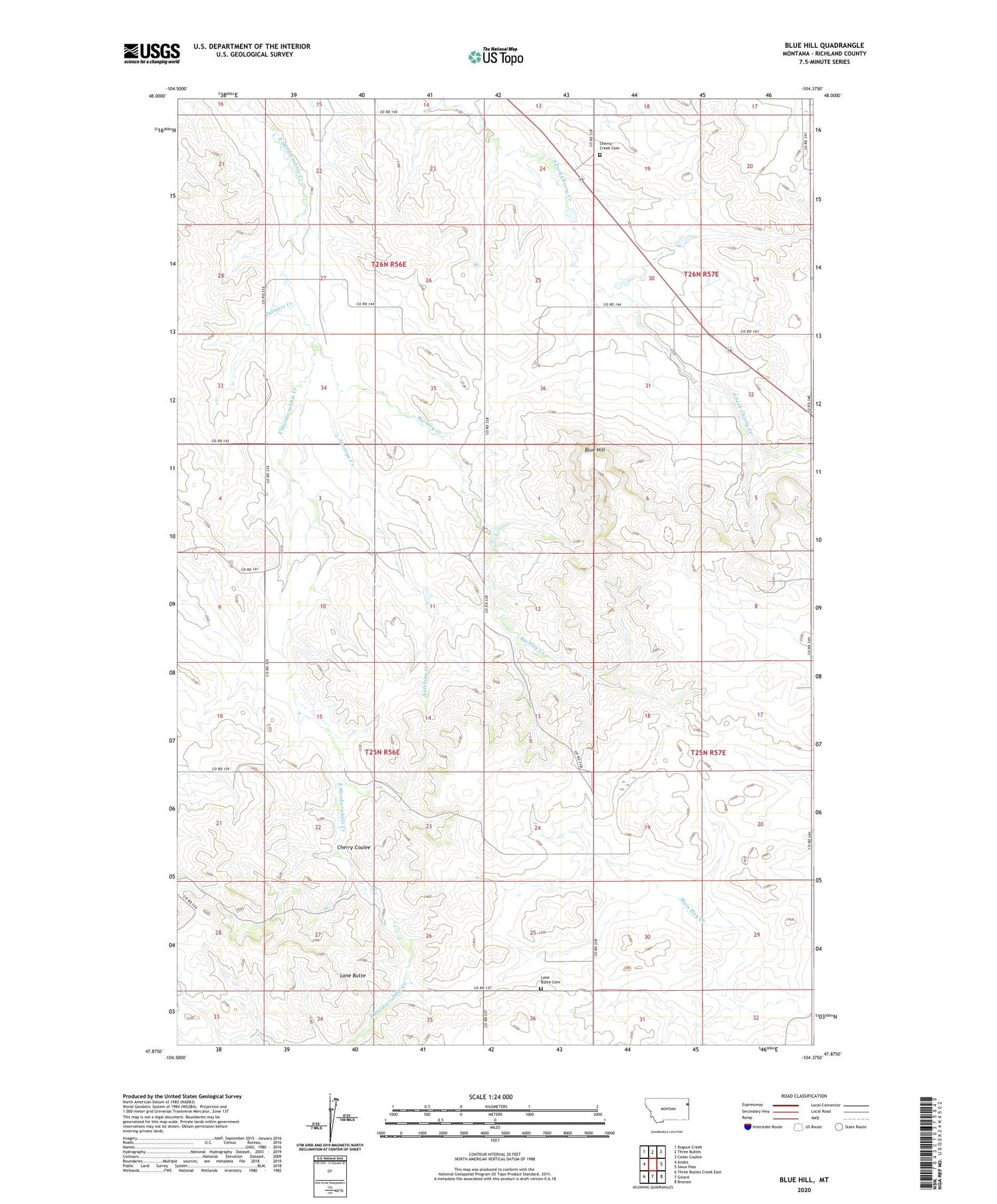 Blue Hill Montana US Topo Map Image