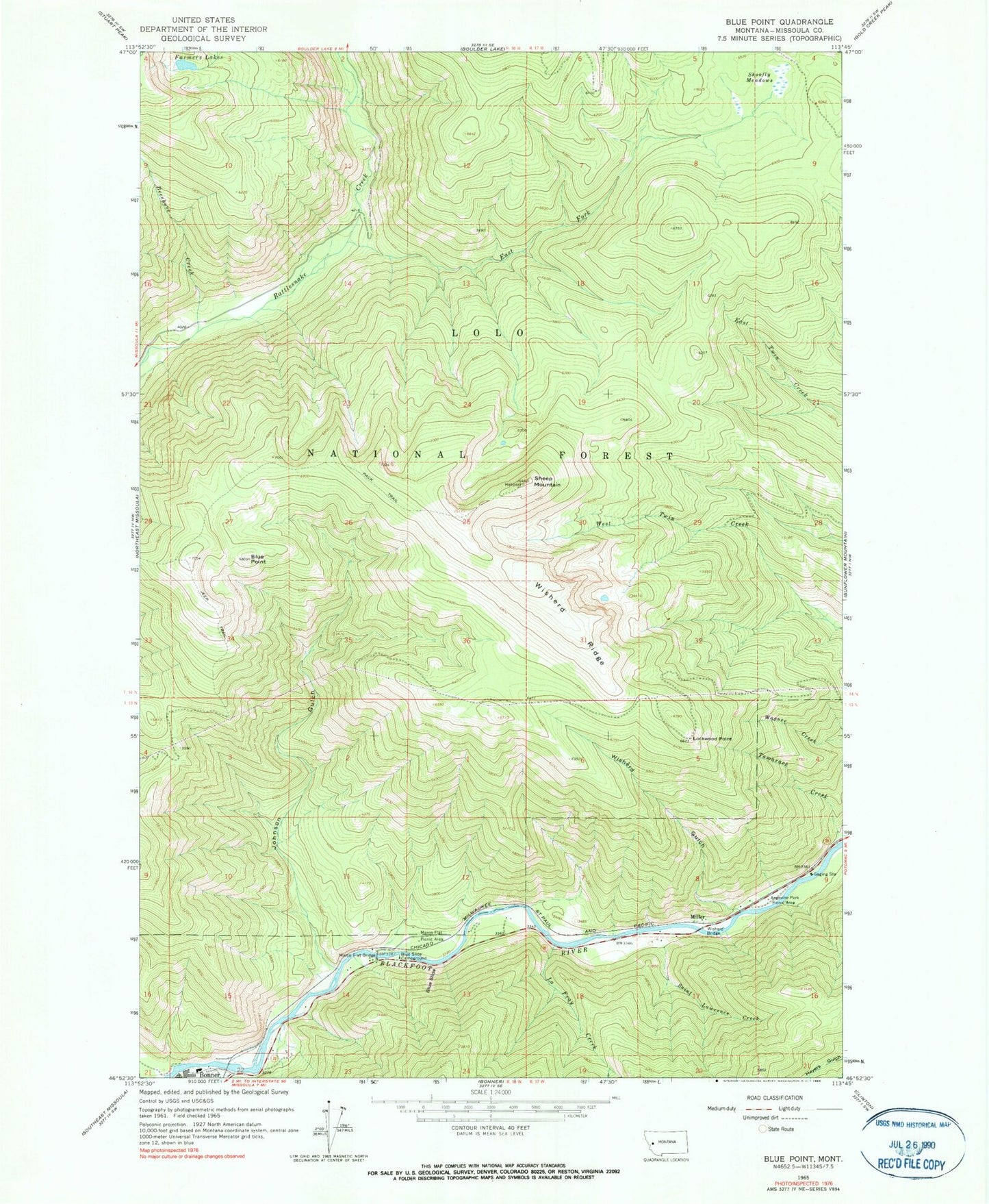 Classic USGS Blue Point Montana 7.5'x7.5' Topo Map Image