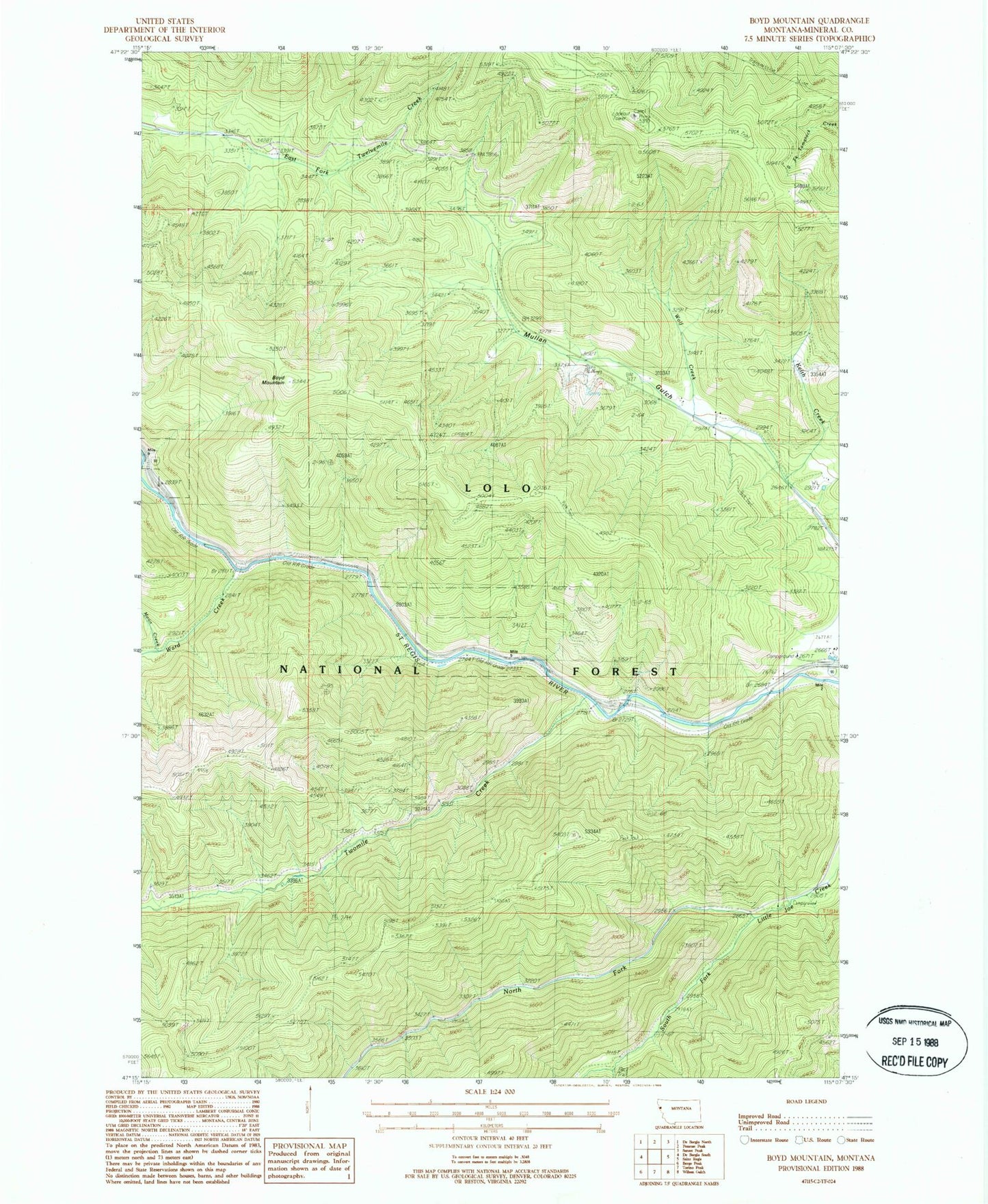 Classic USGS Boyd Mountain Montana 7.5'x7.5' Topo Map Image