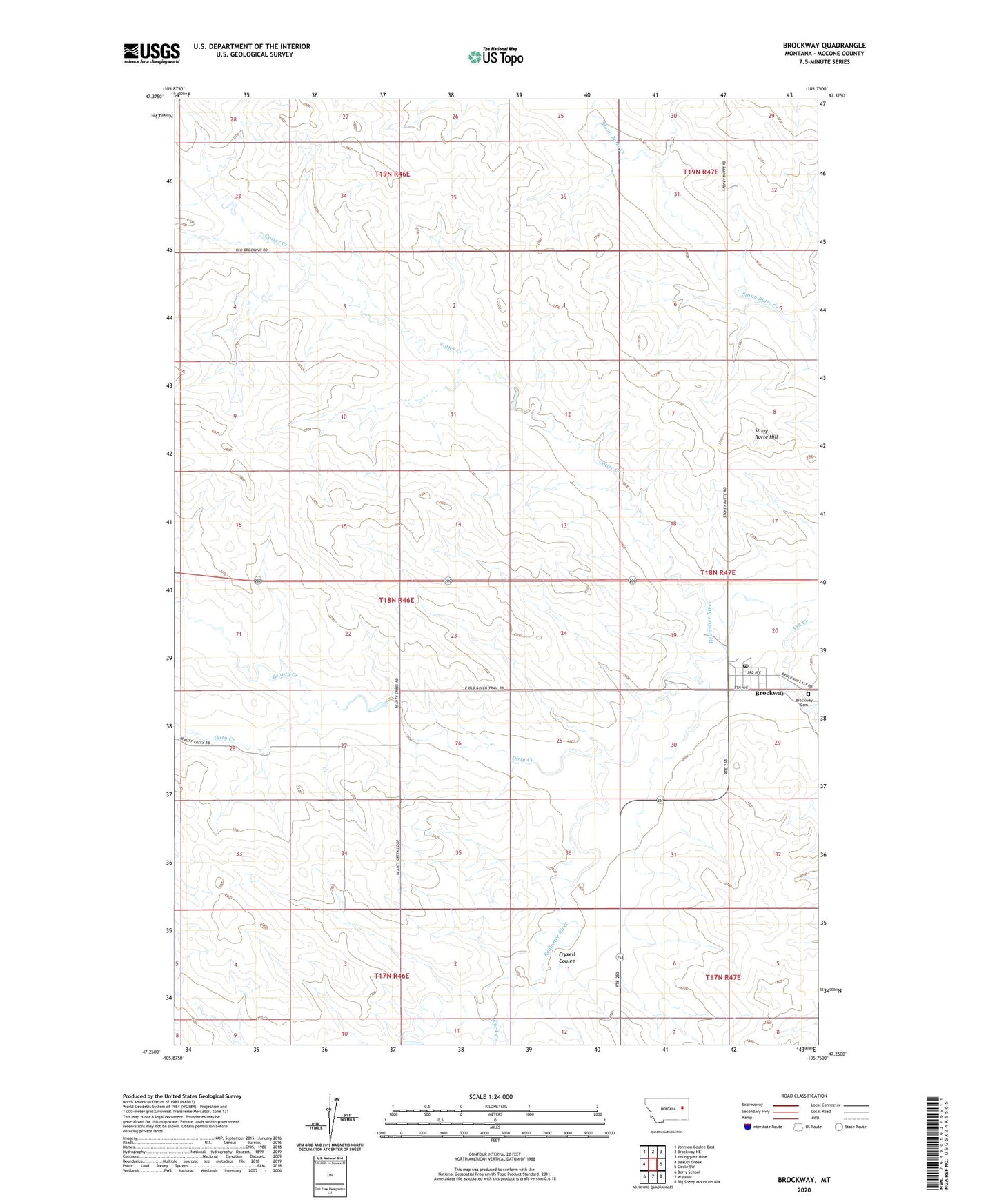 Brockway Montana US Topo Map Image