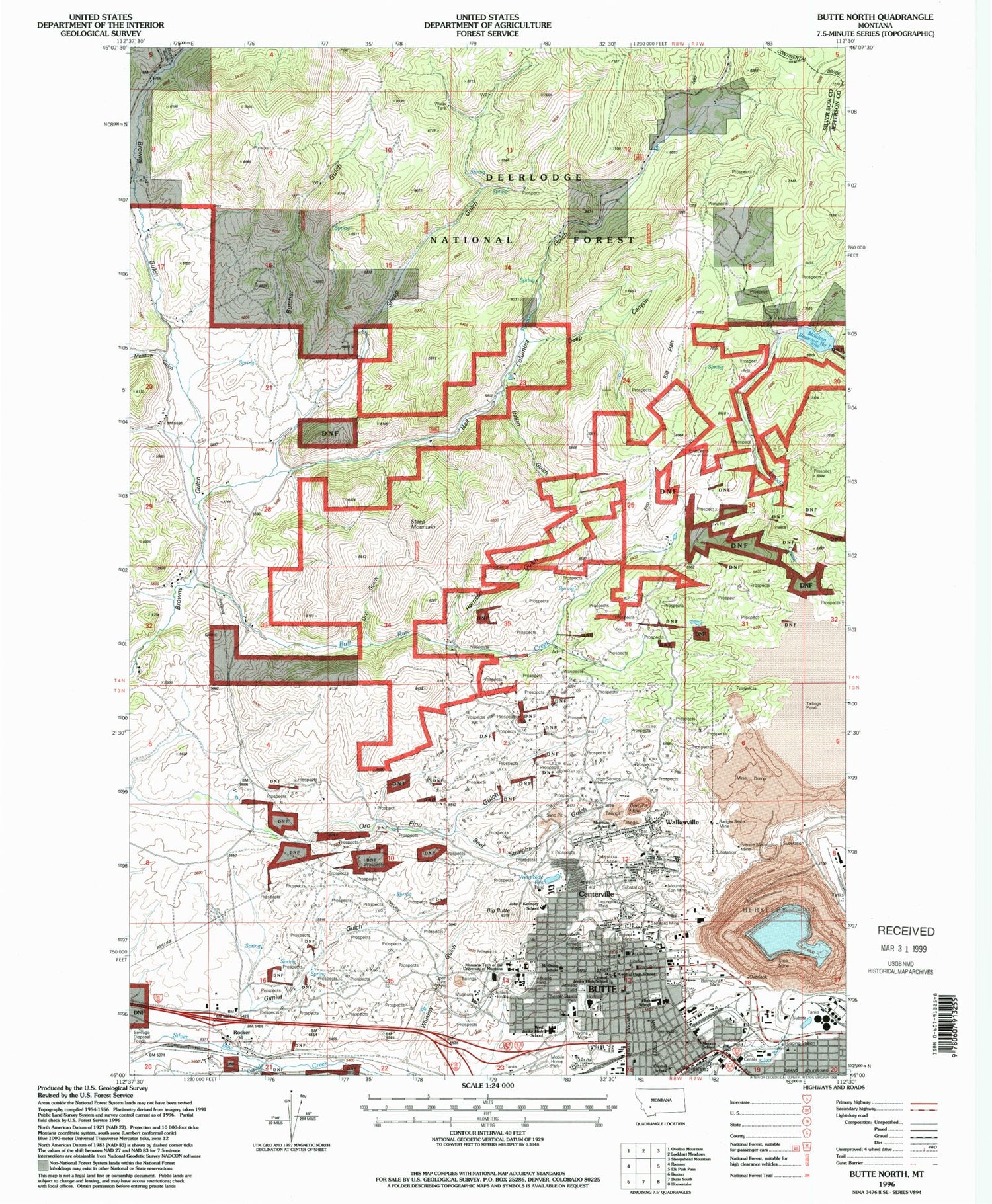 Classic USGS Butte North Montana 7.5'x7.5' Topo Map Image
