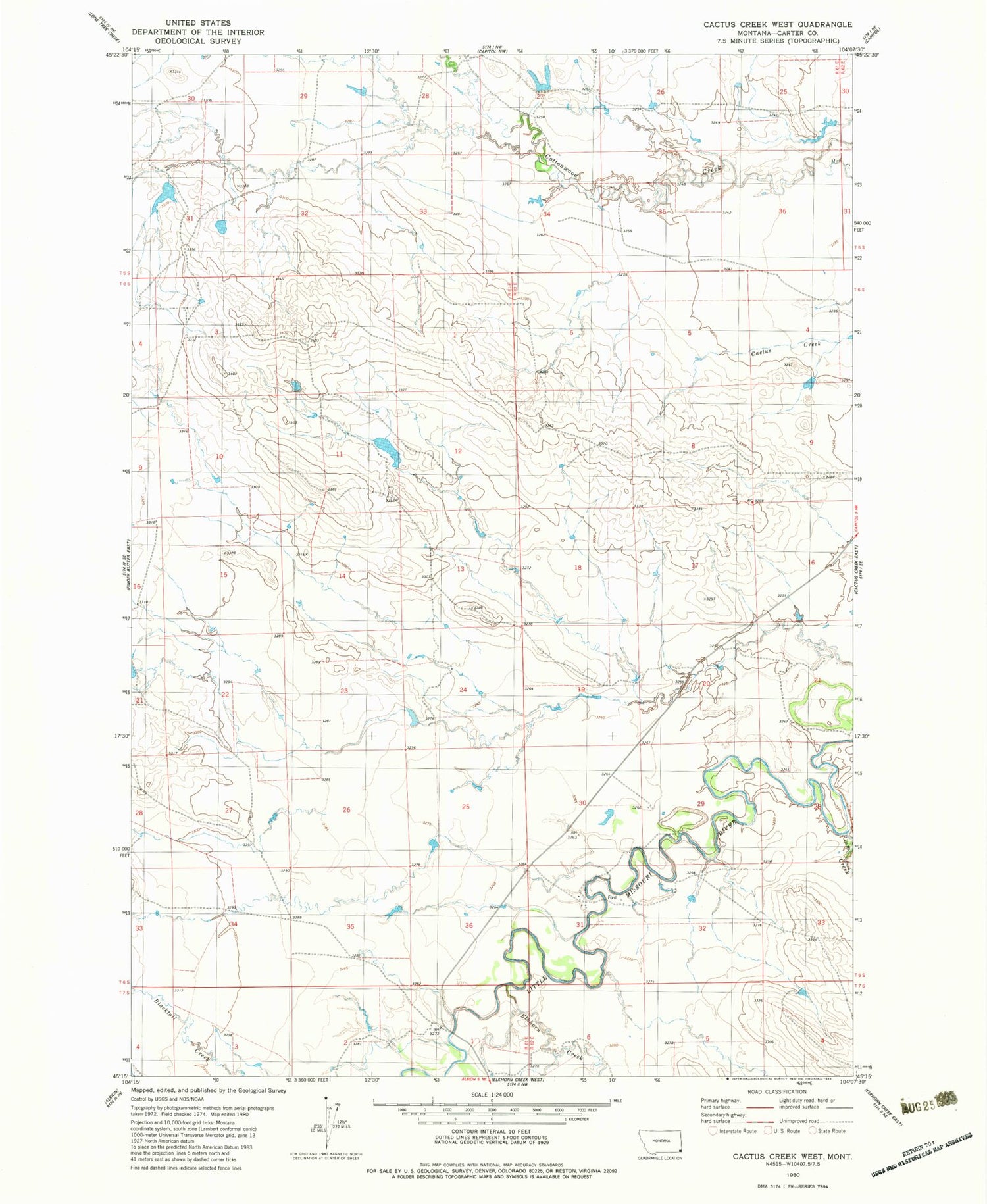 Classic USGS Cactus Creek West Montana 7.5'x7.5' Topo Map Image