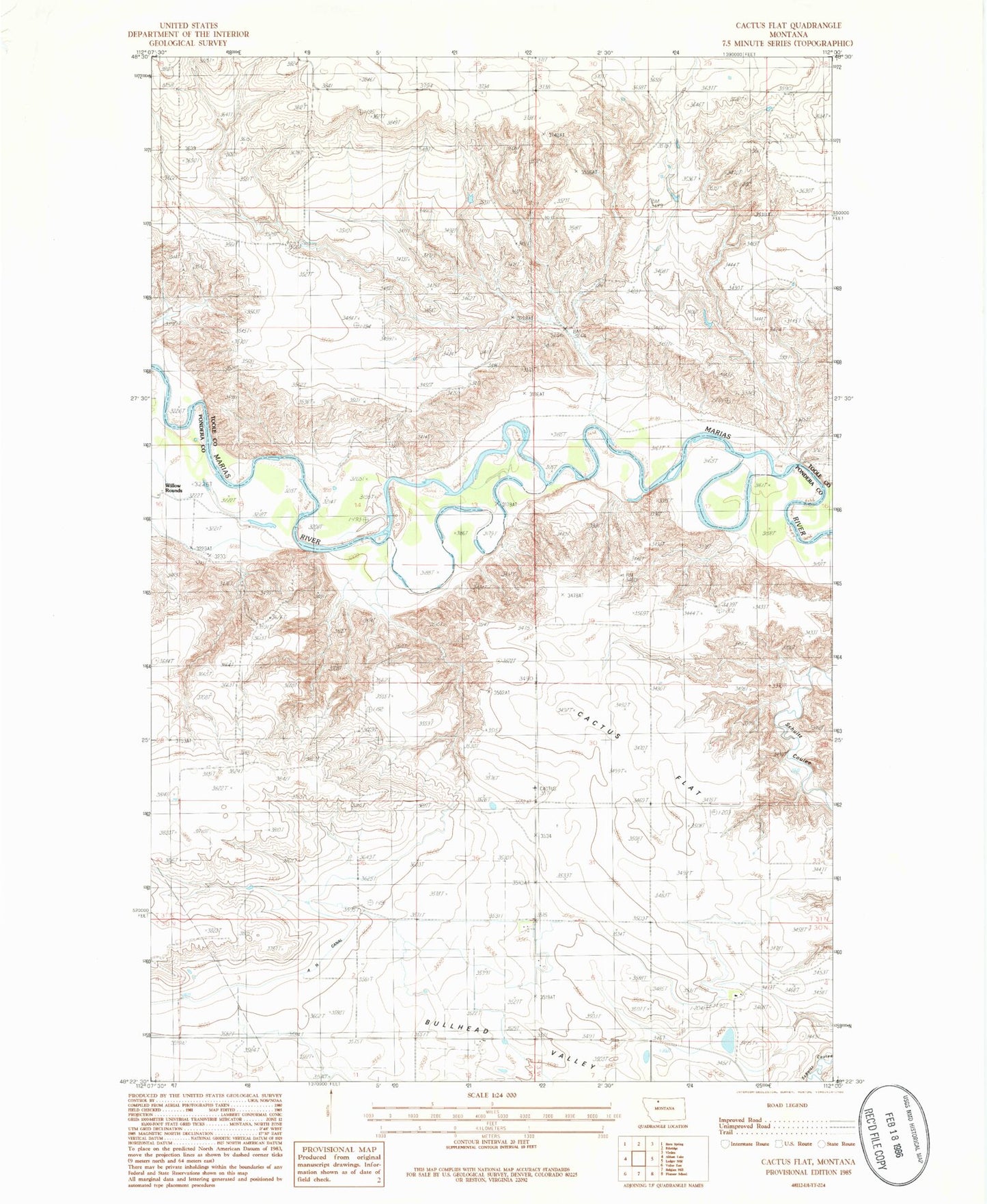 Classic USGS Cactus Flat Montana 7.5'x7.5' Topo Map Image