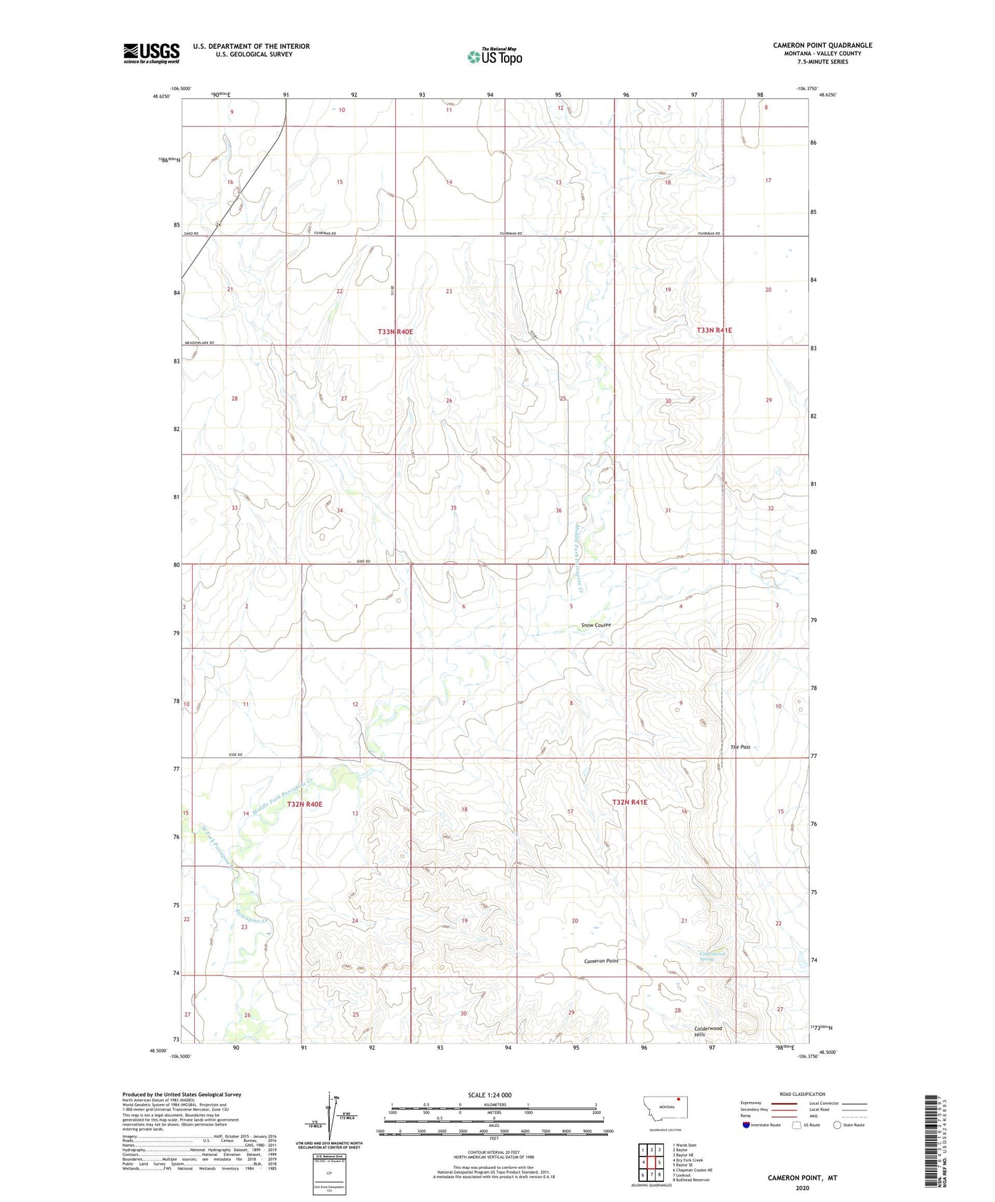 Cameron Point Montana US Topo Map Image