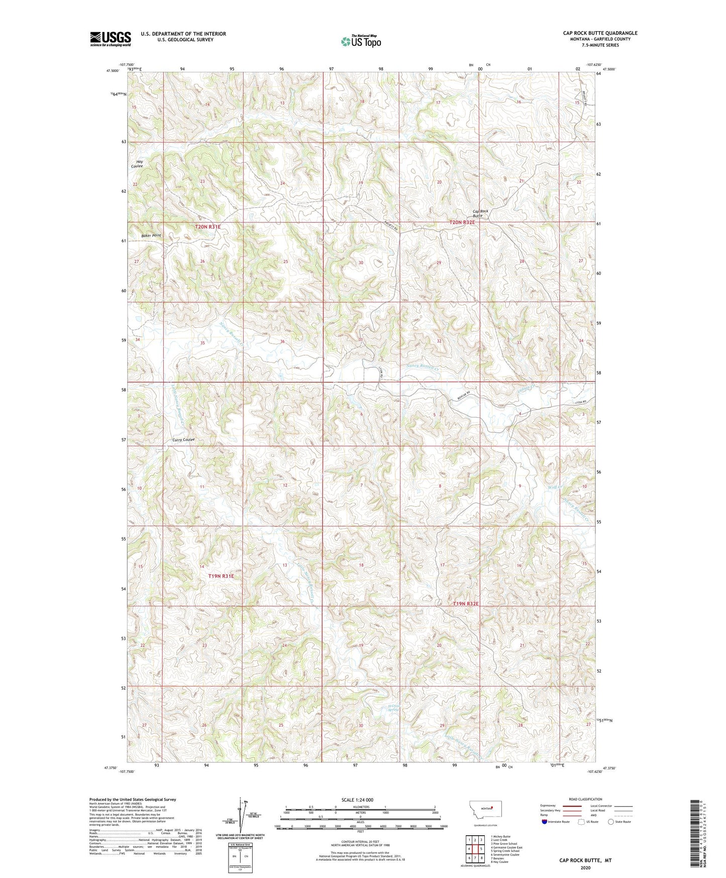 Cap Rock Butte Montana US Topo Map Image