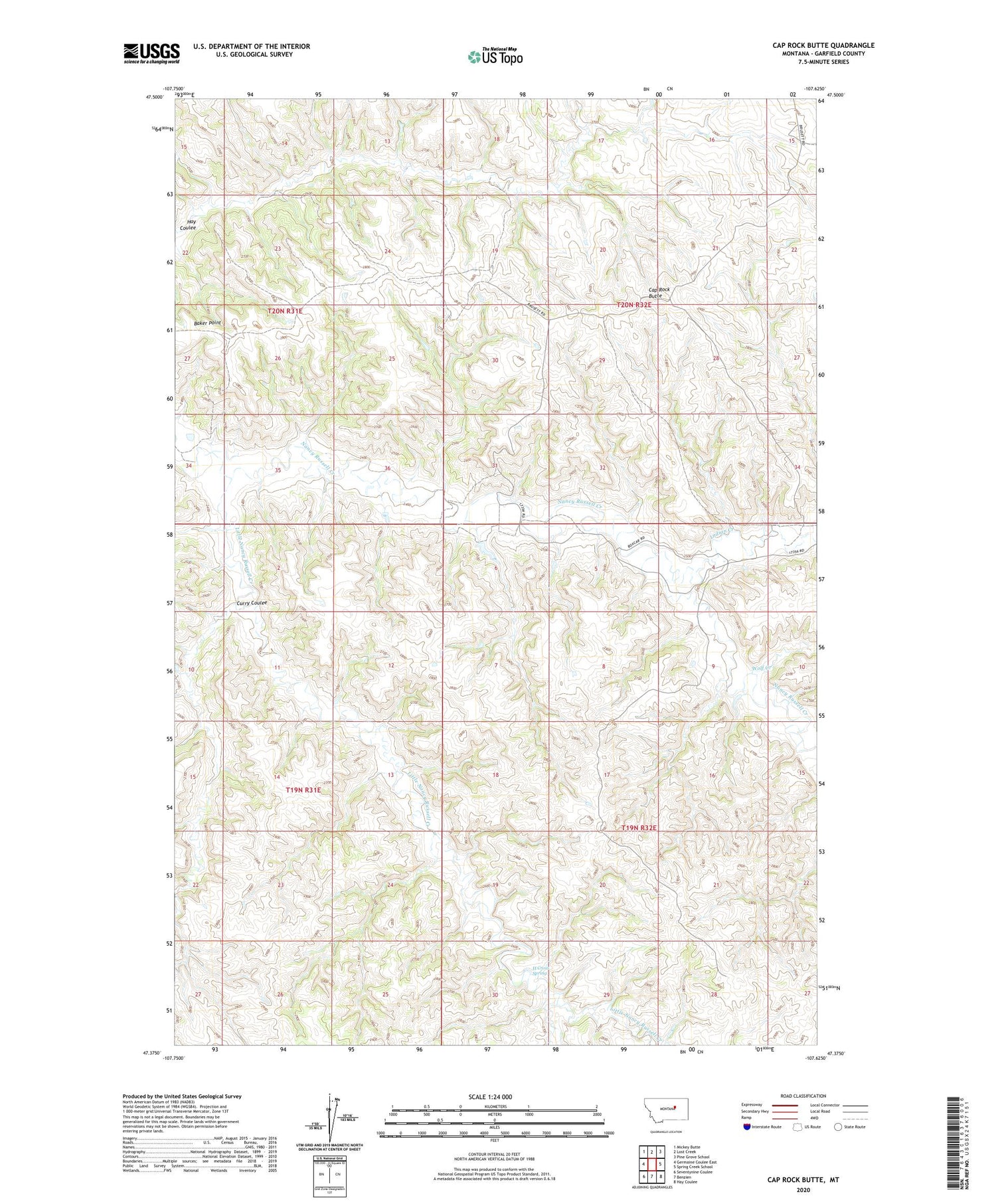 Cap Rock Butte Montana US Topo Map Image