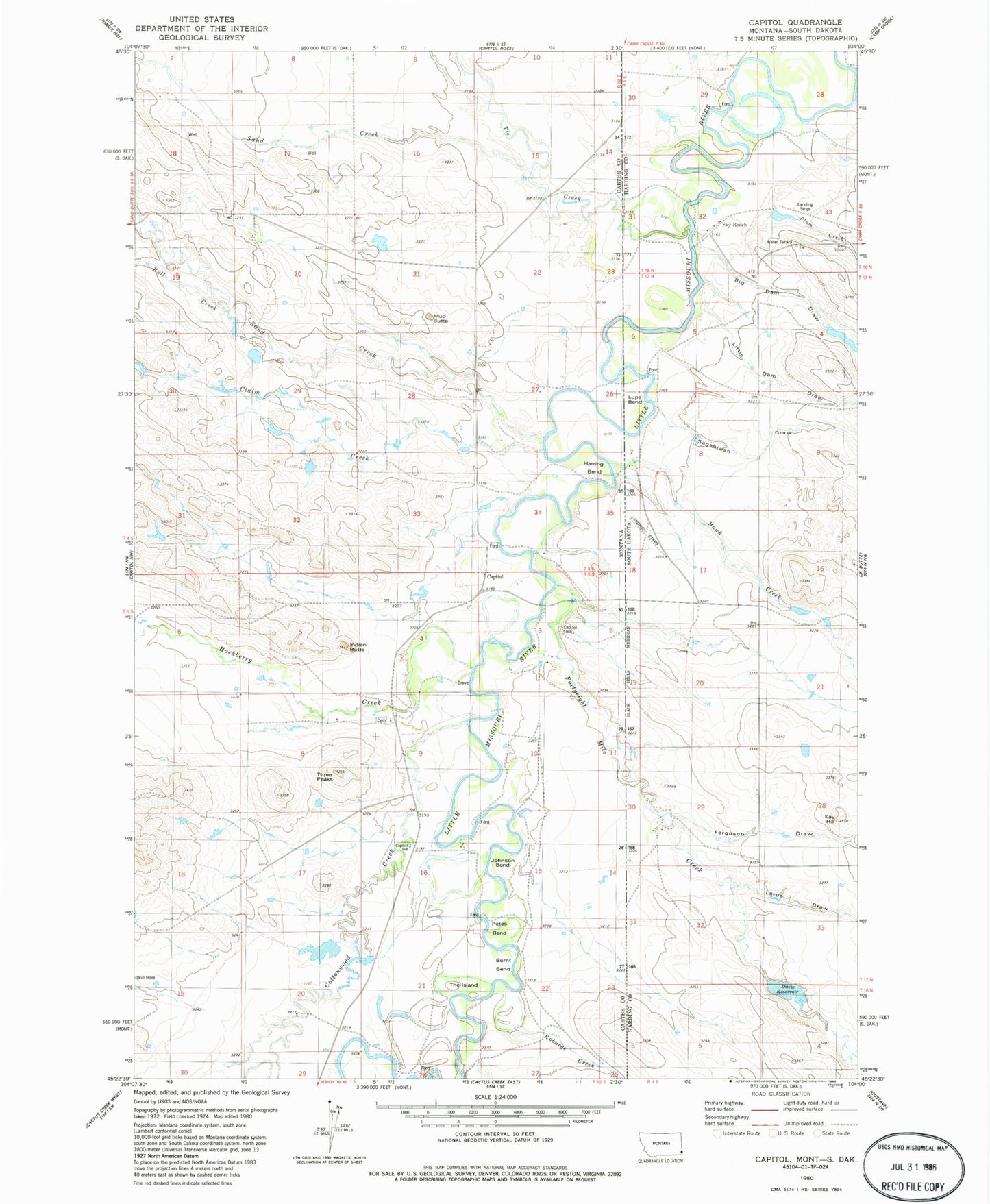 Classic USGS Capitol Montana 7.5'x7.5' Topo Map Image