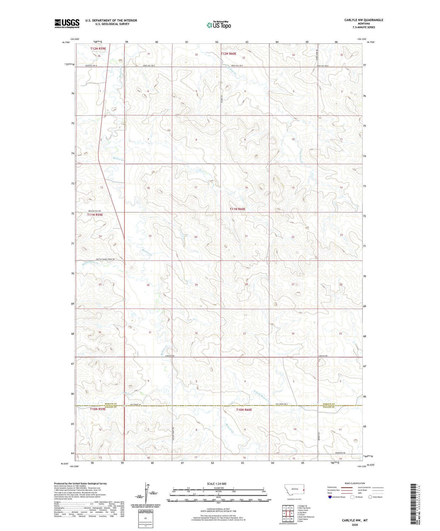 Carlyle NW Montana US Topo Map Image