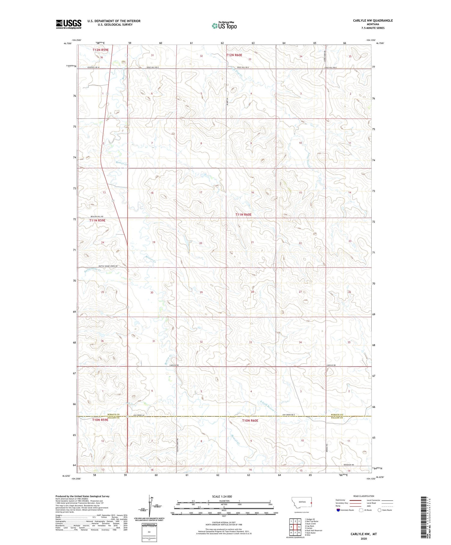 Carlyle NW Montana US Topo Map Image