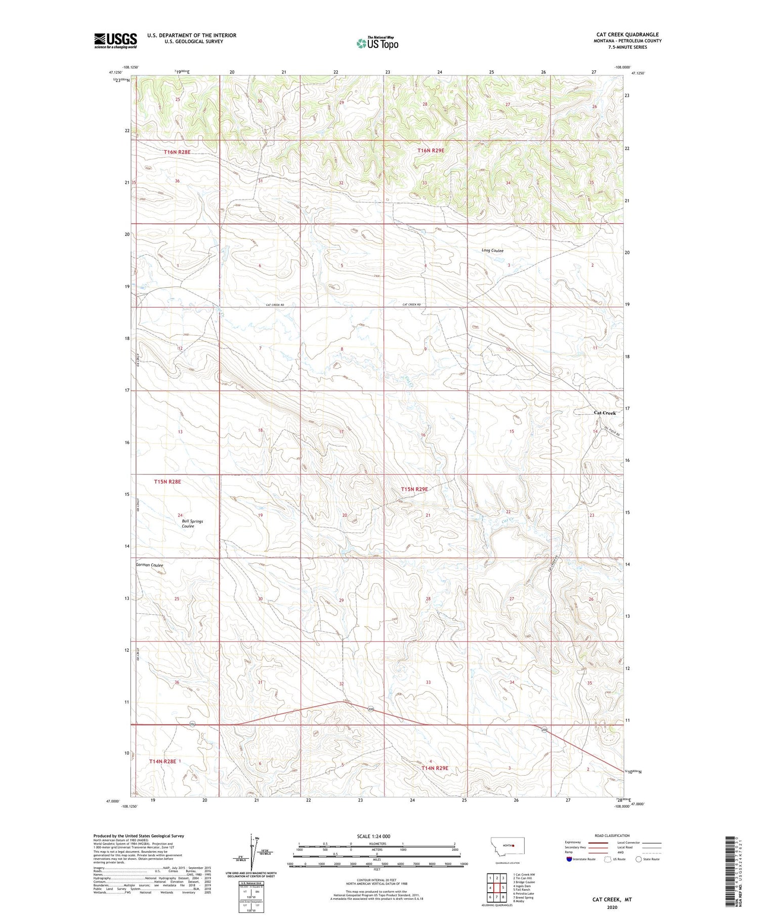 Cat Creek Montana US Topo Map Image